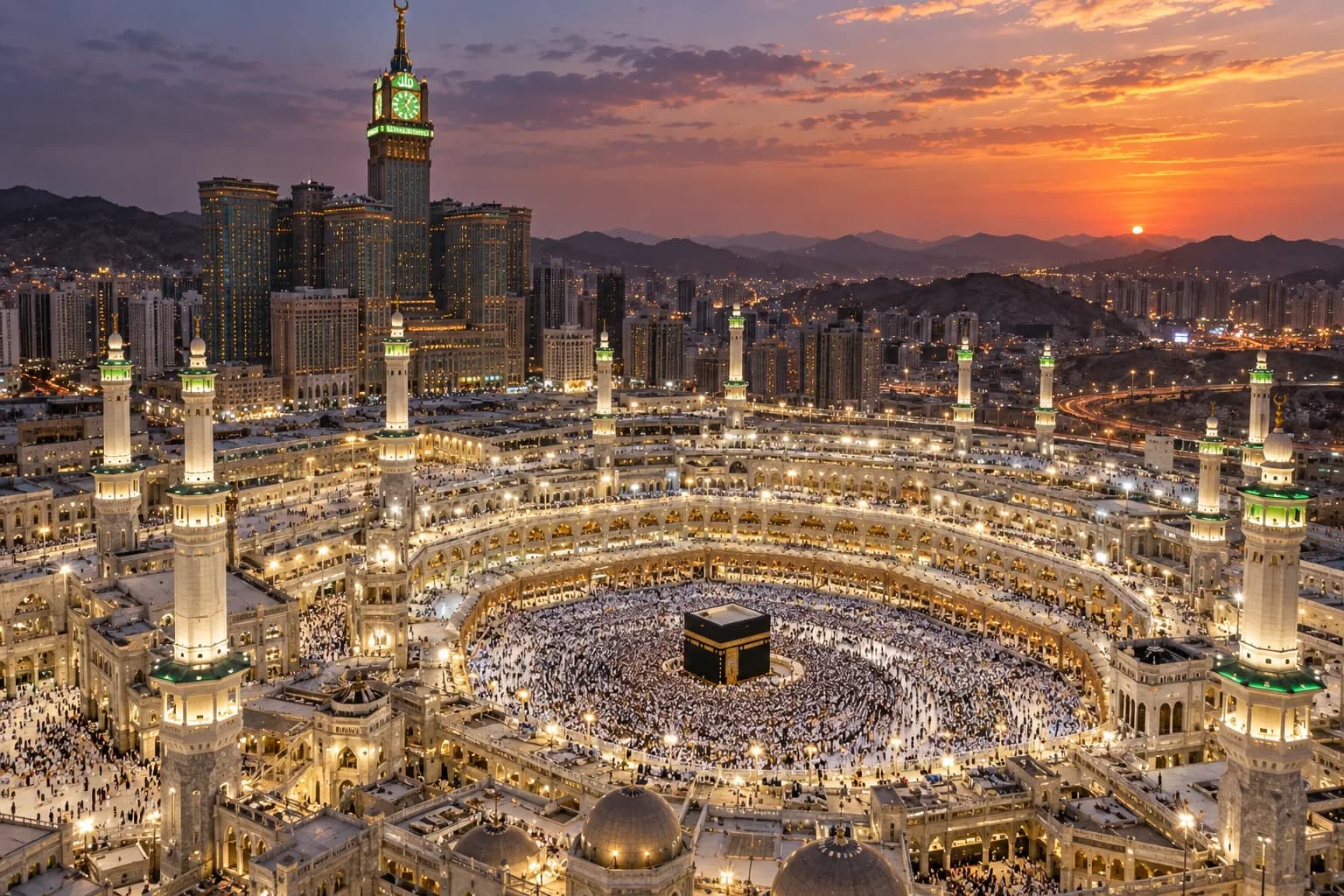 Pilgrims around the Kaaba at Masjid al-Haram, Makkah